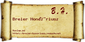 Breier Honóriusz névjegykártya